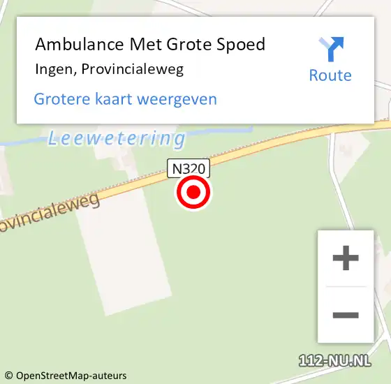 Locatie op kaart van de 112 melding: Ambulance Met Grote Spoed Naar Ingen, Provincialeweg op 2 januari 2022 21:23