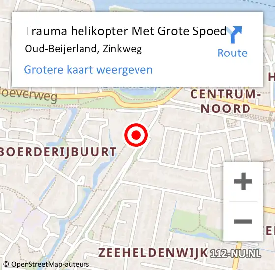 Locatie op kaart van de 112 melding: Trauma helikopter Met Grote Spoed Naar Oud-Beijerland, Zinkweg op 2 januari 2022 21:47