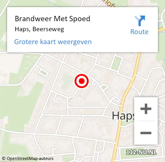 Locatie op kaart van de 112 melding: Brandweer Met Spoed Naar Haps, Beerseweg op 2 januari 2022 21:51