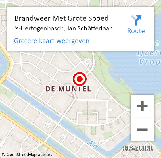 Locatie op kaart van de 112 melding: Brandweer Met Grote Spoed Naar 's-Hertogenbosch, Jan Schöfferlaan op 2 januari 2022 22:07