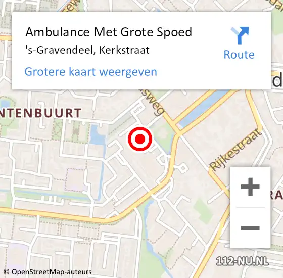 Locatie op kaart van de 112 melding: Ambulance Met Grote Spoed Naar 's-Gravendeel, Kerkstraat op 2 januari 2022 22:39