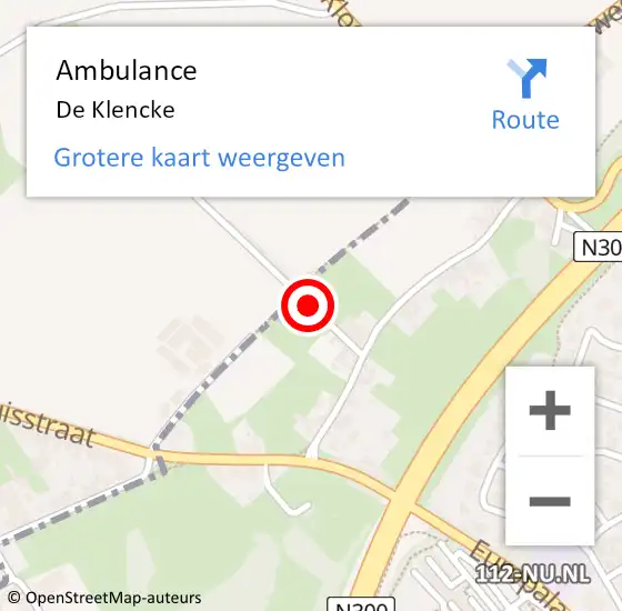 Locatie op kaart van de 112 melding: Ambulance De Klencke op 4 juli 2014 09:18