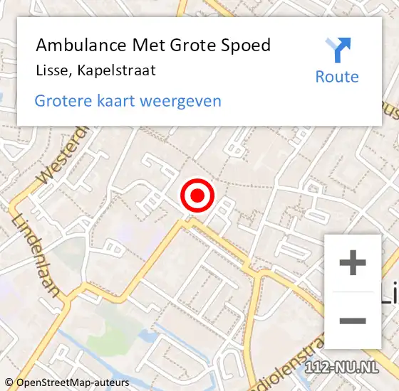 Locatie op kaart van de 112 melding: Ambulance Met Grote Spoed Naar Lisse, Kapelstraat op 2 januari 2022 23:52