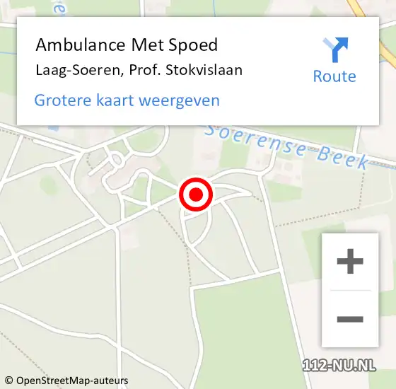 Locatie op kaart van de 112 melding: Ambulance Met Spoed Naar Laag-Soeren, Prof. Stokvislaan op 2 januari 2022 23:53