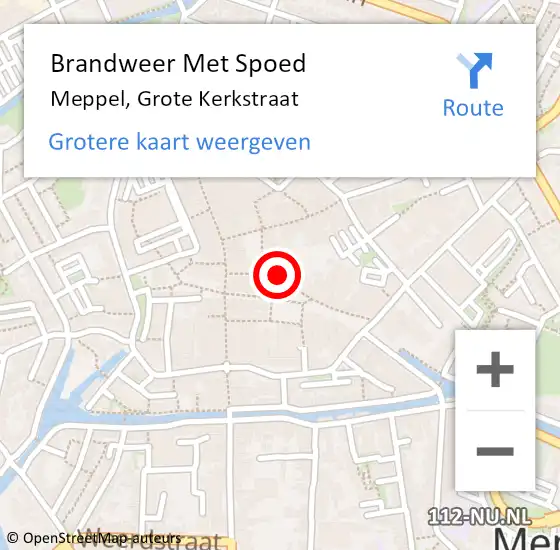 Locatie op kaart van de 112 melding: Brandweer Met Spoed Naar Meppel, Grote Kerkstraat op 2 januari 2022 23:58