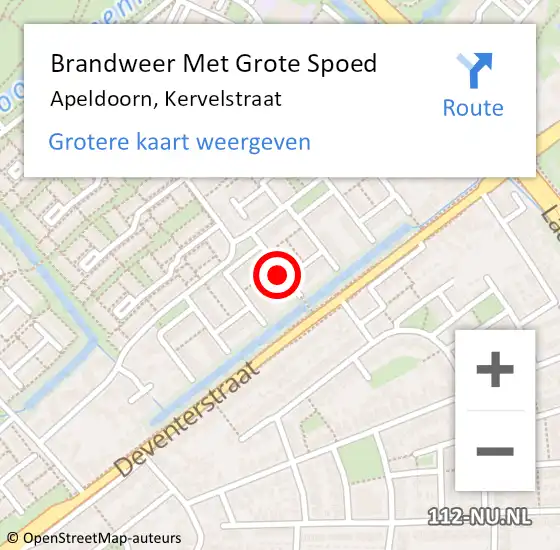 Locatie op kaart van de 112 melding: Brandweer Met Grote Spoed Naar Apeldoorn, Kervelstraat op 3 januari 2022 00:19