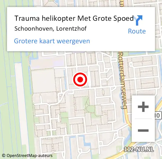 Locatie op kaart van de 112 melding: Trauma helikopter Met Grote Spoed Naar Schoonhoven, Lorentzhof op 3 januari 2022 00:42