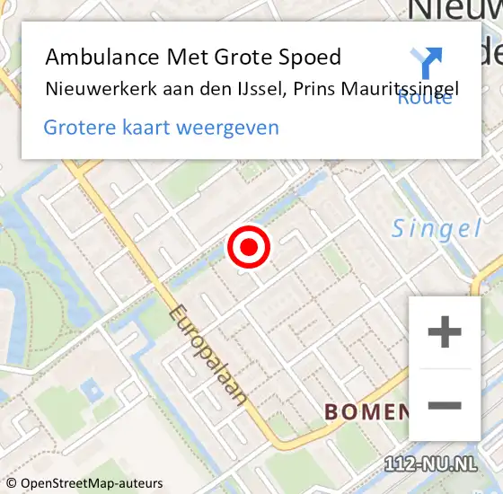 Locatie op kaart van de 112 melding: Ambulance Met Grote Spoed Naar Nieuwerkerk aan den IJssel, Prins Mauritssingel op 3 januari 2022 01:37