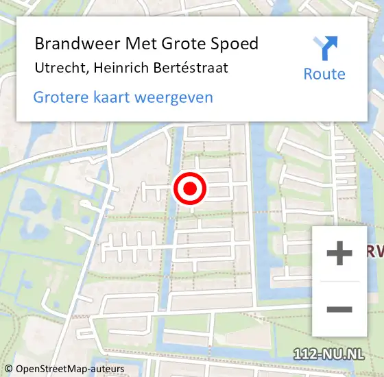 Locatie op kaart van de 112 melding: Brandweer Met Grote Spoed Naar Utrecht, Heinrich Bertéstraat op 3 januari 2022 01:56