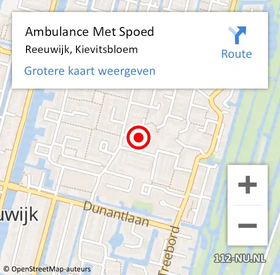 Locatie op kaart van de 112 melding: Ambulance Met Spoed Naar Reeuwijk, Kievitsbloem op 3 januari 2022 02:07