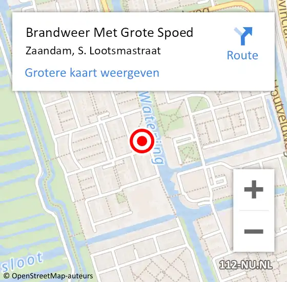 Locatie op kaart van de 112 melding: Brandweer Met Grote Spoed Naar Zaandam, S. Lootsmastraat op 3 januari 2022 02:07