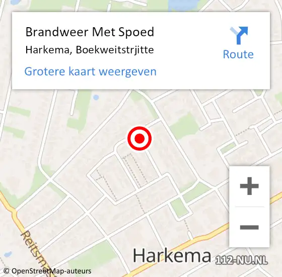 Locatie op kaart van de 112 melding: Brandweer Met Spoed Naar Harkema, Boekweitstrjitte op 3 januari 2022 03:16