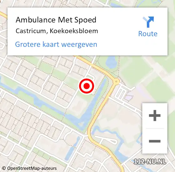 Locatie op kaart van de 112 melding: Ambulance Met Spoed Naar Castricum, Koekoeksbloem op 3 januari 2022 03:20