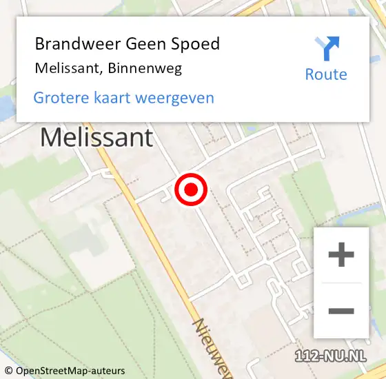 Locatie op kaart van de 112 melding: Brandweer Geen Spoed Naar Melissant, Binnenweg op 3 januari 2022 03:57