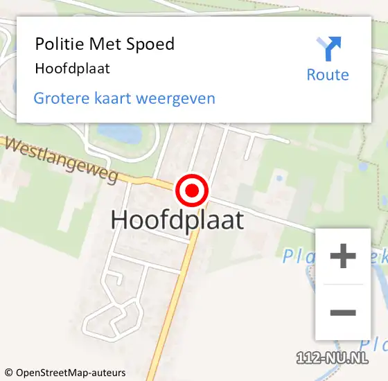 Locatie op kaart van de 112 melding: Politie Met Spoed Naar Hoofdplaat op 3 januari 2022 05:03