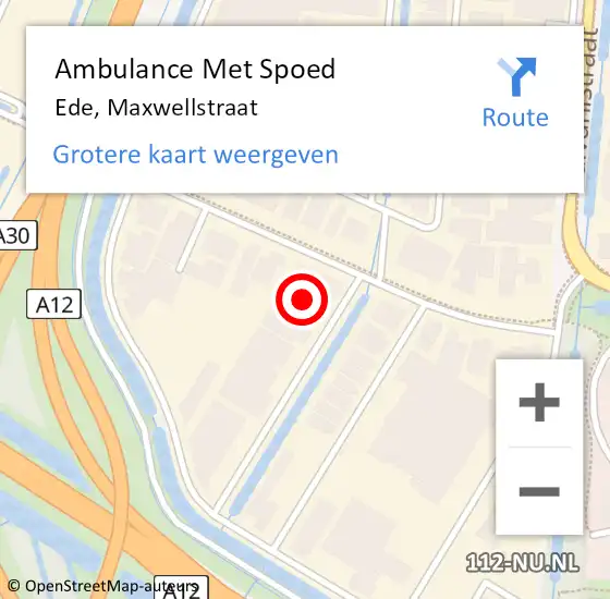 Locatie op kaart van de 112 melding: Ambulance Met Spoed Naar Ede, Maxwellstraat op 3 januari 2022 05:43