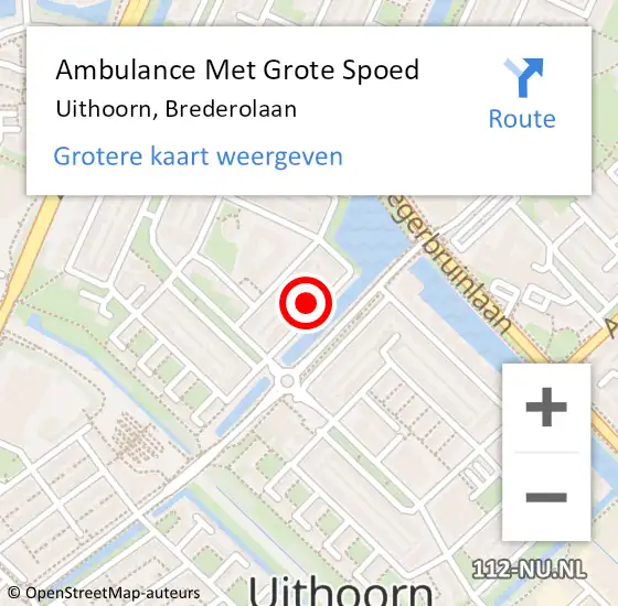 Locatie op kaart van de 112 melding: Ambulance Met Grote Spoed Naar Uithoorn, Brederolaan op 3 januari 2022 05:52