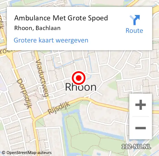 Locatie op kaart van de 112 melding: Ambulance Met Grote Spoed Naar Rhoon, Bachlaan op 3 januari 2022 05:57