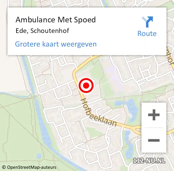 Locatie op kaart van de 112 melding: Ambulance Met Spoed Naar Ede, Schoutenhof op 3 januari 2022 06:42