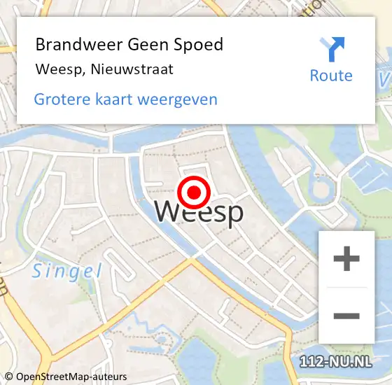 Locatie op kaart van de 112 melding: Brandweer Geen Spoed Naar Weesp, Nieuwstraat op 3 januari 2022 06:45