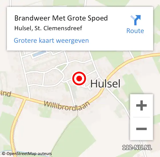 Locatie op kaart van de 112 melding: Brandweer Met Grote Spoed Naar Hulsel, St. Clemensdreef op 3 januari 2022 09:13