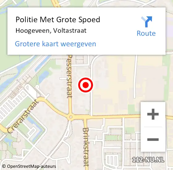 Locatie op kaart van de 112 melding: Politie Met Grote Spoed Naar Hoogeveen, Voltastraat op 3 januari 2022 09:51