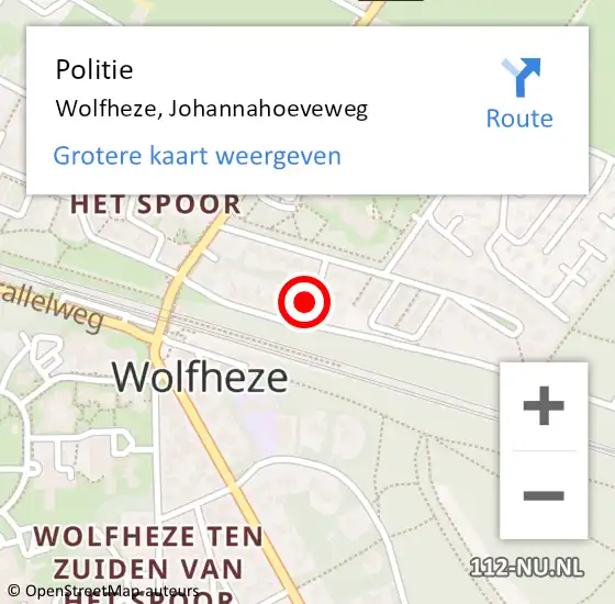 Locatie op kaart van de 112 melding: Politie Wolfheze, Johannahoeveweg op 3 januari 2022 09:55