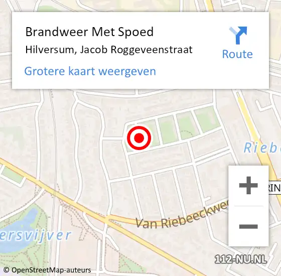 Locatie op kaart van de 112 melding: Brandweer Met Spoed Naar Hilversum, Jacob Roggeveenstraat op 3 januari 2022 10:06