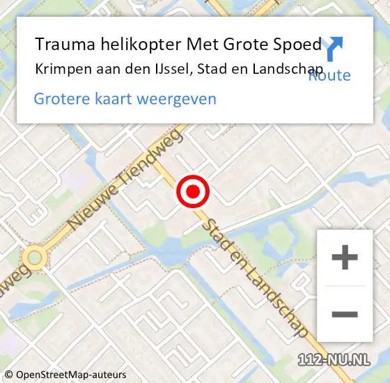 Locatie op kaart van de 112 melding: Trauma helikopter Met Grote Spoed Naar Krimpen aan den IJssel, Stad en Landschap op 3 januari 2022 10:08