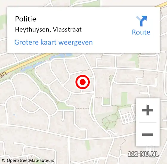 Locatie op kaart van de 112 melding: Politie Heythuysen, Vlasstraat op 3 januari 2022 10:32