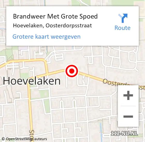 Locatie op kaart van de 112 melding: Brandweer Met Grote Spoed Naar Hoevelaken, Oosterdorpsstraat op 3 januari 2022 10:44