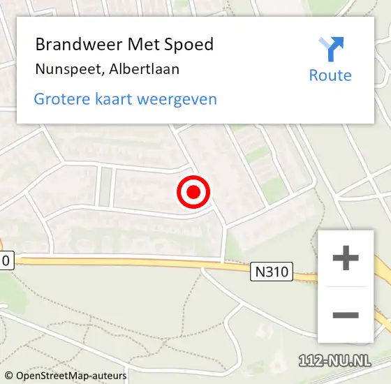 Locatie op kaart van de 112 melding: Brandweer Met Spoed Naar Nunspeet, Albertlaan op 3 januari 2022 10:57