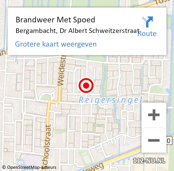 Locatie op kaart van de 112 melding: Brandweer Met Spoed Naar Bergambacht, Dr Albert Schweitzerstraat op 3 januari 2022 10:59