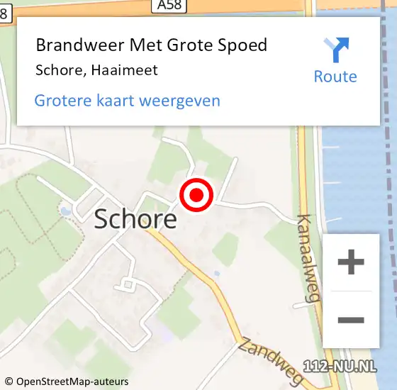 Locatie op kaart van de 112 melding: Brandweer Met Grote Spoed Naar Schore, Haaimeet op 3 januari 2022 11:15