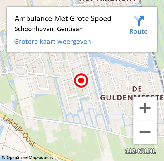 Locatie op kaart van de 112 melding: Ambulance Met Grote Spoed Naar Schoonhoven, Gentiaan op 3 januari 2022 11:18