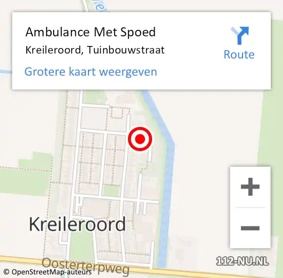 Locatie op kaart van de 112 melding: Ambulance Met Spoed Naar Kreileroord, Tuinbouwstraat op 3 januari 2022 11:42