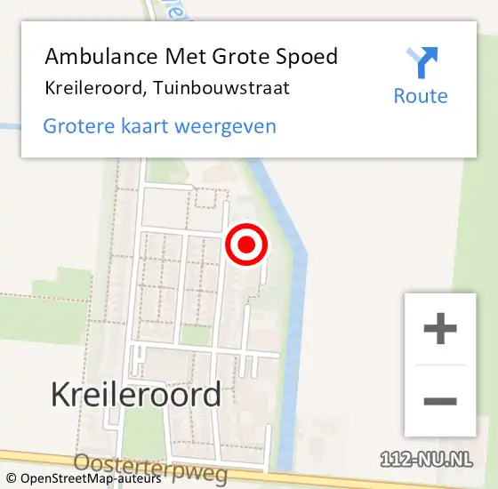 Locatie op kaart van de 112 melding: Ambulance Met Grote Spoed Naar Kreileroord, Tuinbouwstraat op 3 januari 2022 11:43