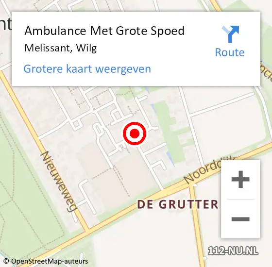 Locatie op kaart van de 112 melding: Ambulance Met Grote Spoed Naar Melissant, Wilg op 3 januari 2022 11:59