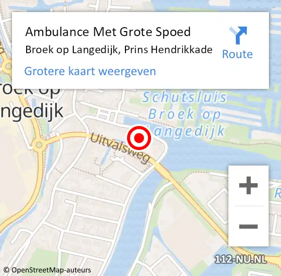 Locatie op kaart van de 112 melding: Ambulance Met Grote Spoed Naar Broek op Langedijk, Prins Hendrikkade op 3 januari 2022 12:42