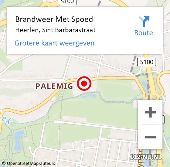 Locatie op kaart van de 112 melding: Brandweer Met Spoed Naar Heerlen, Sint Barbarastraat op 3 januari 2022 12:59