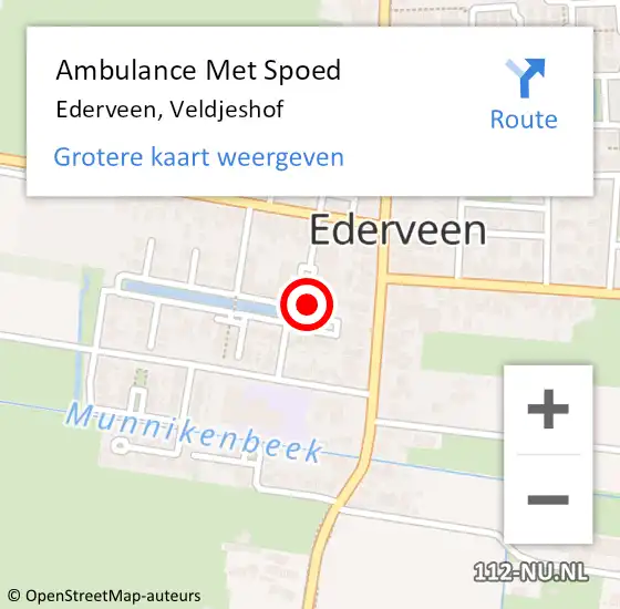 Locatie op kaart van de 112 melding: Ambulance Met Spoed Naar Ederveen, Veldjeshof op 3 januari 2022 13:04