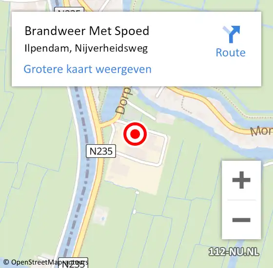 Locatie op kaart van de 112 melding: Brandweer Met Spoed Naar Ilpendam, Nijverheidsweg op 3 januari 2022 13:12