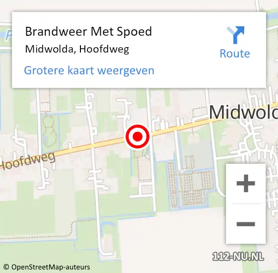 Locatie op kaart van de 112 melding: Brandweer Met Spoed Naar Midwolda, Hoofdweg op 4 juli 2014 10:07