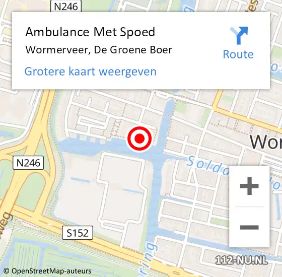 Locatie op kaart van de 112 melding: Ambulance Met Spoed Naar Wormerveer, De Groene Boer op 3 januari 2022 13:25