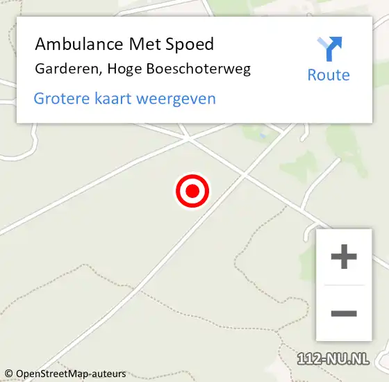 Locatie op kaart van de 112 melding: Ambulance Met Spoed Naar Garderen, Hoge Boeschoterweg op 3 januari 2022 13:32