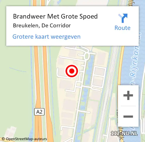 Locatie op kaart van de 112 melding: Brandweer Met Grote Spoed Naar Breukelen, De Corridor op 4 juli 2014 10:10