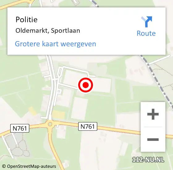Locatie op kaart van de 112 melding: Politie Oldemarkt, Sportlaan op 3 januari 2022 14:09