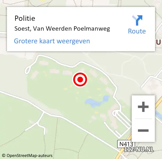 Locatie op kaart van de 112 melding: Politie Soest, Van Weerden Poelmanweg op 3 januari 2022 14:24
