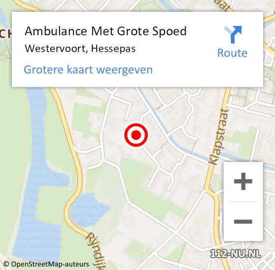 Locatie op kaart van de 112 melding: Ambulance Met Grote Spoed Naar Westervoort, Hessepas op 3 januari 2022 14:48