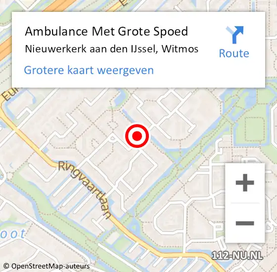 Locatie op kaart van de 112 melding: Ambulance Met Grote Spoed Naar Nieuwerkerk aan den IJssel, Witmos op 3 januari 2022 14:50